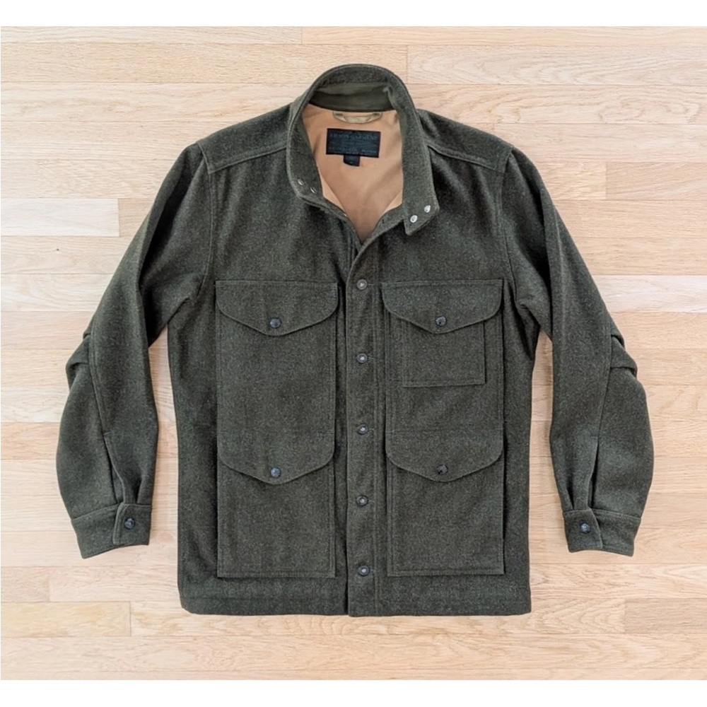 RARE Filson Greenwood Green Wool Cruiser Jacket Medium Moleskin Lined Coat USA - Picture 2 of 16